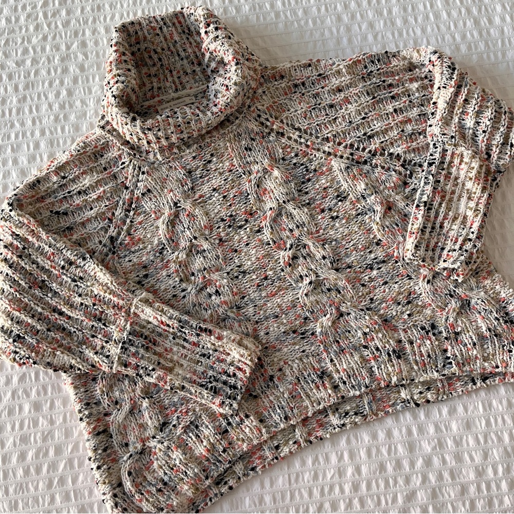 Multicolor knit turtleneck sweater